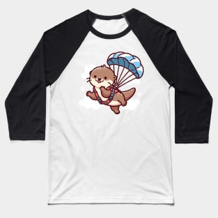 Funny otter Skydiving Baseball T-Shirt